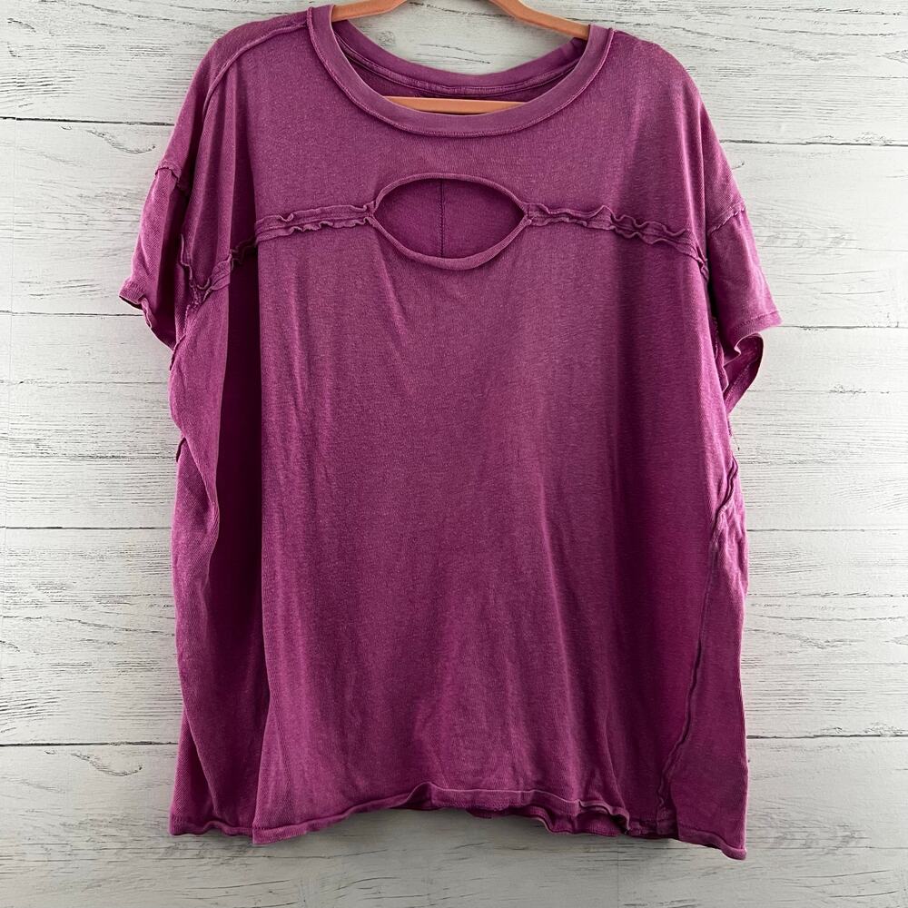 We the Free Pink Boxy Oversized Cut Out Top Size L